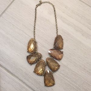 Brass and gold large stone statement necklace